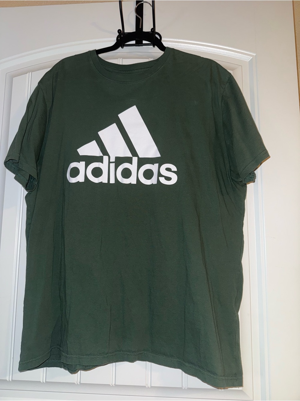adidas Forest Green Short Sleeve Logo Tee with White Print
